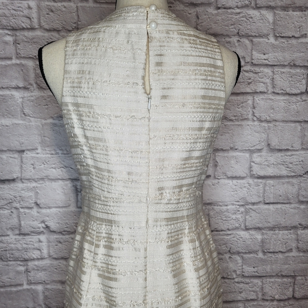 Eliza J Dress Cream Yellow Jeweled Scoop Necline Sleeveless Silk Women's Size M - Picture 10 of 15